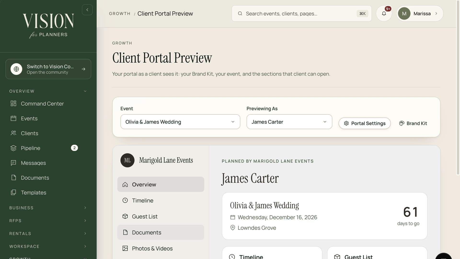 The Vision client portal